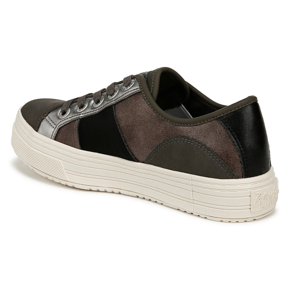 Blowfish Women\'s Super Smile Slip On Sneaker - Black Faux Leather/Faux Suede