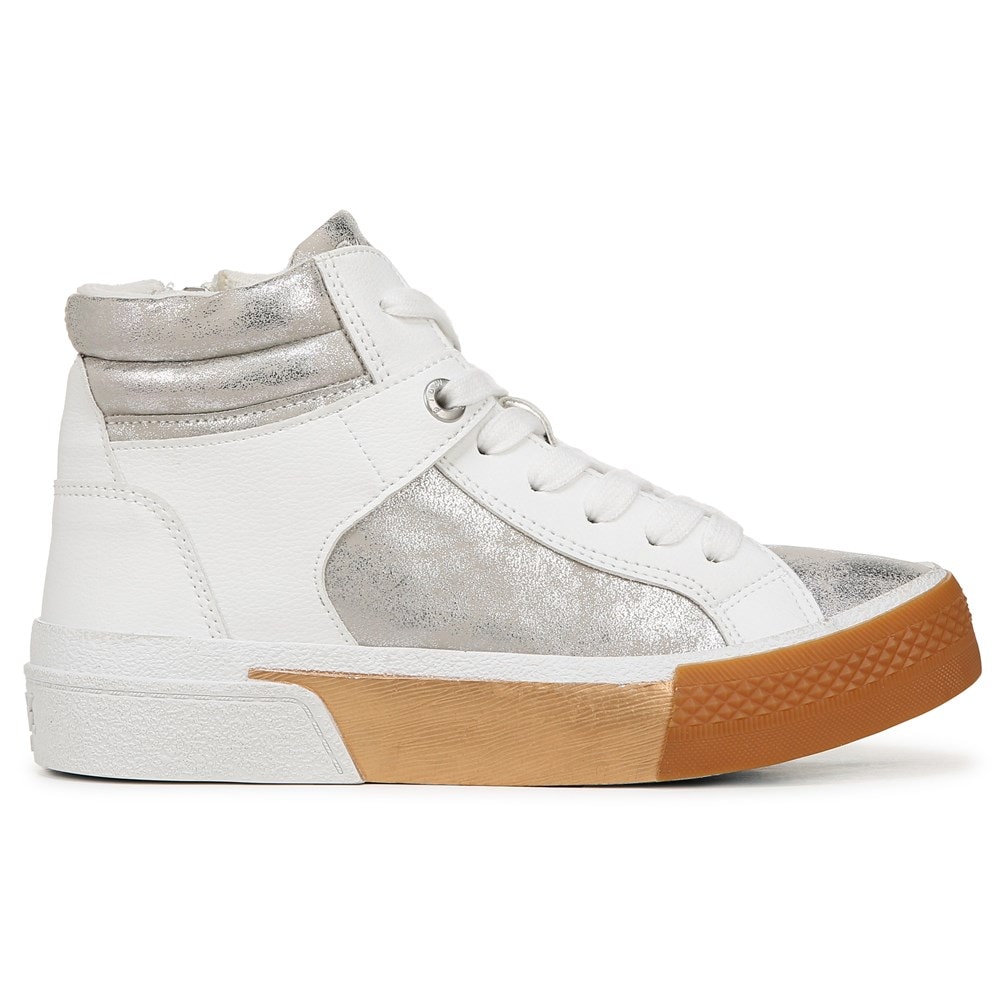Blowfish Women\'s Waverly High Top Sneaker - White Silver Faux Leather
