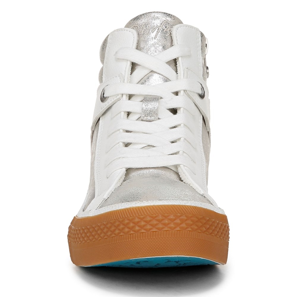 Blowfish Women\'s Waverly High Top Sneaker - White Silver Faux Leather