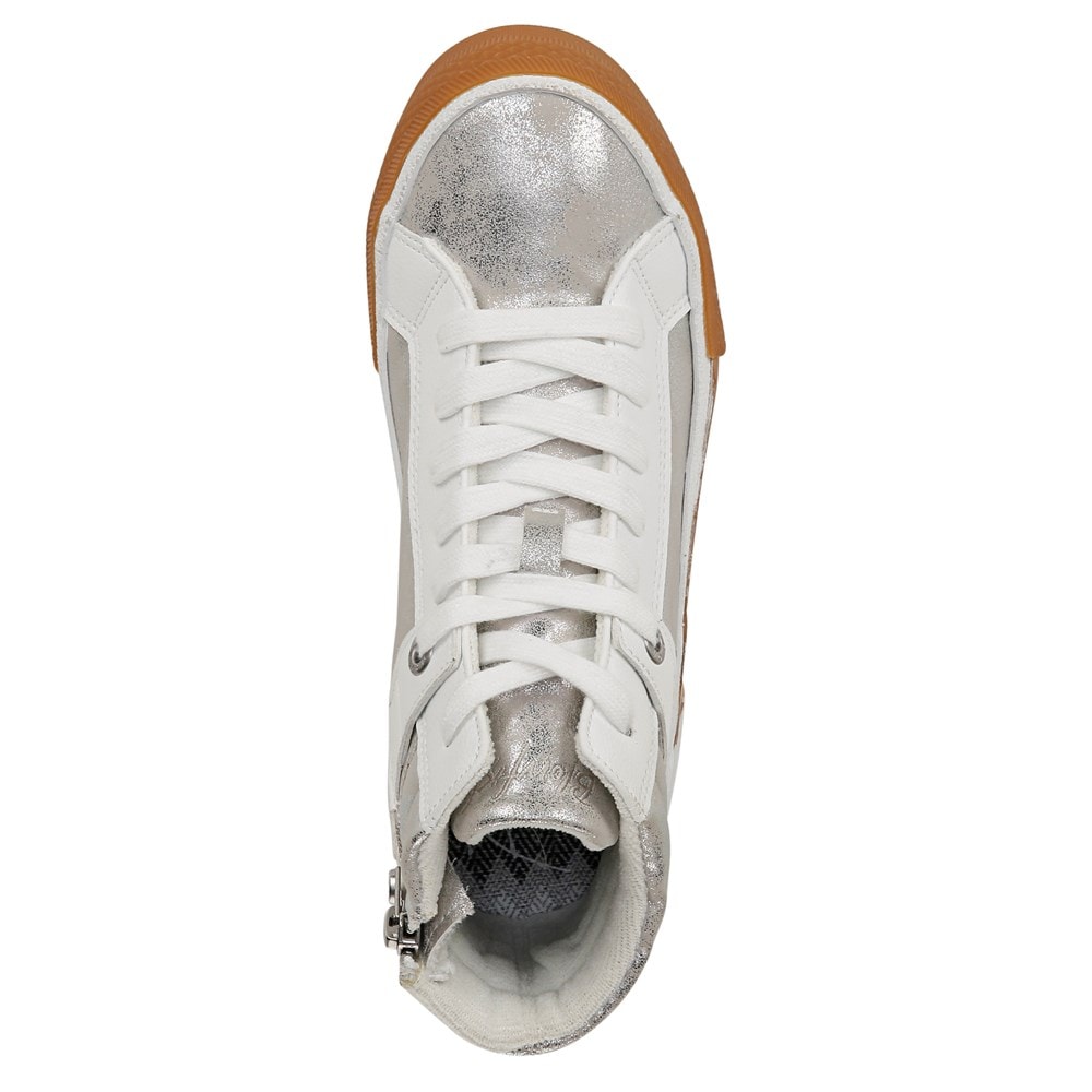 Blowfish Women\'s Waverly High Top Sneaker - White Silver Faux Leather