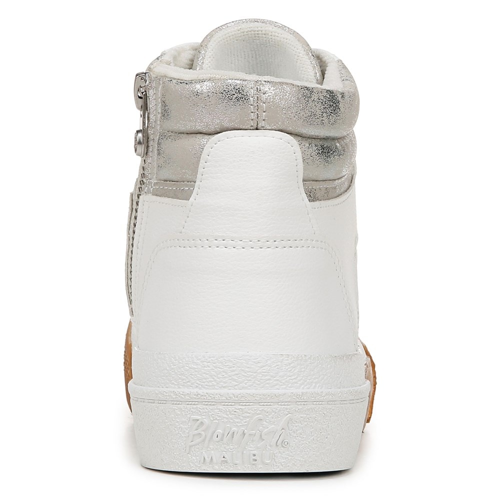 Blowfish Women\'s Waverly High Top Sneaker - White Silver Faux Leather