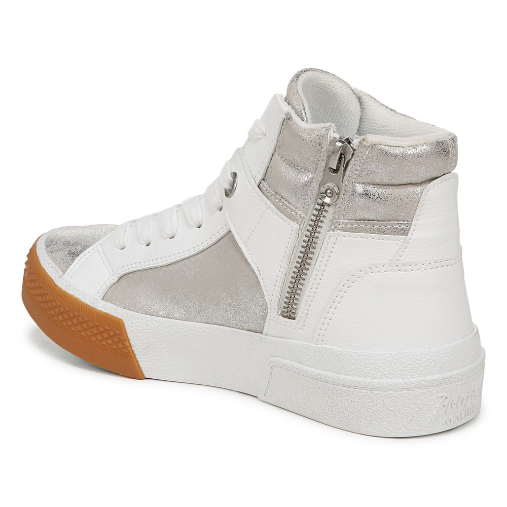 Blowfish Women\'s Waverly High Top Sneaker - White Silver Faux Leather