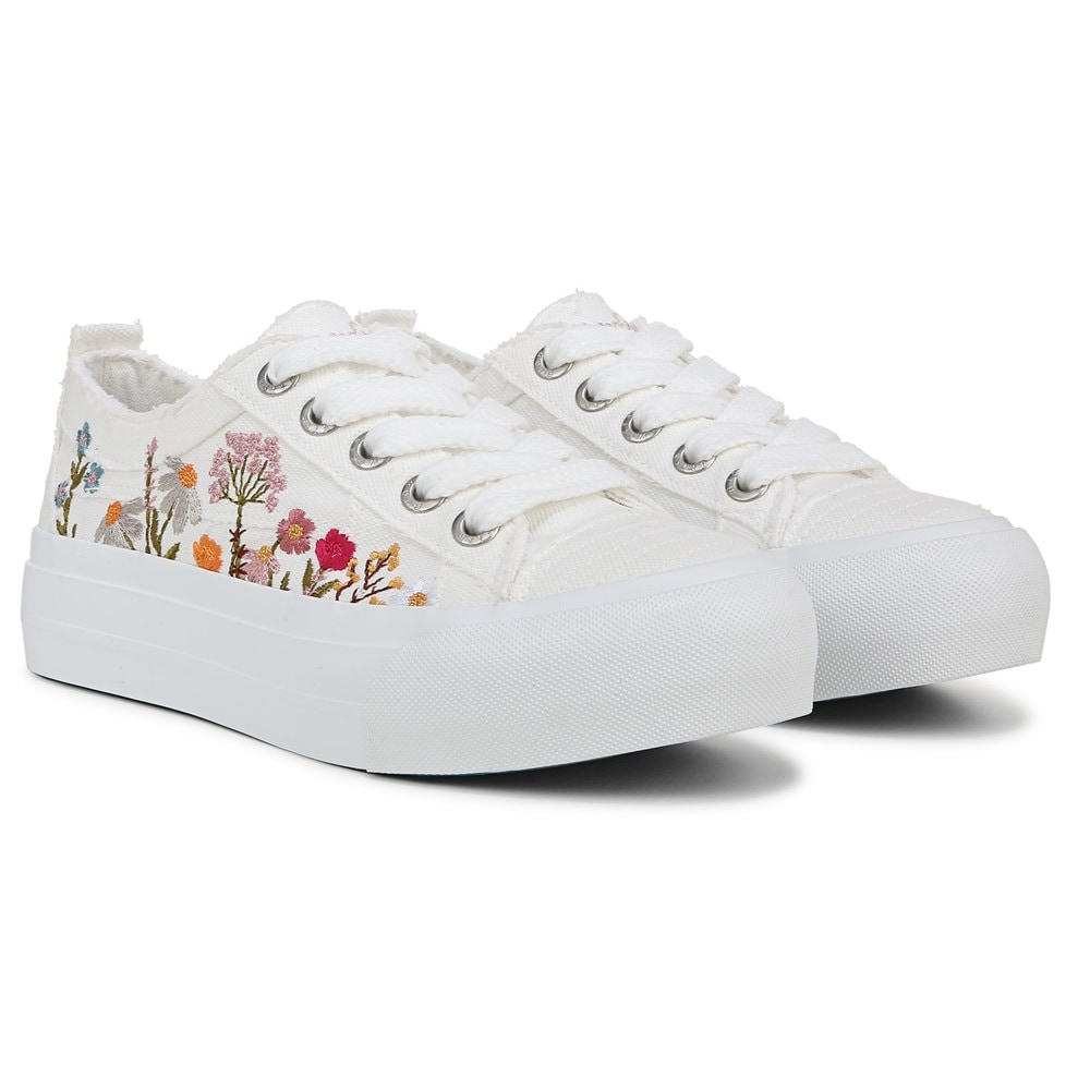 Blowfish Women's Sadie-Sun Platform Sneaker - White Embroidered Canvas