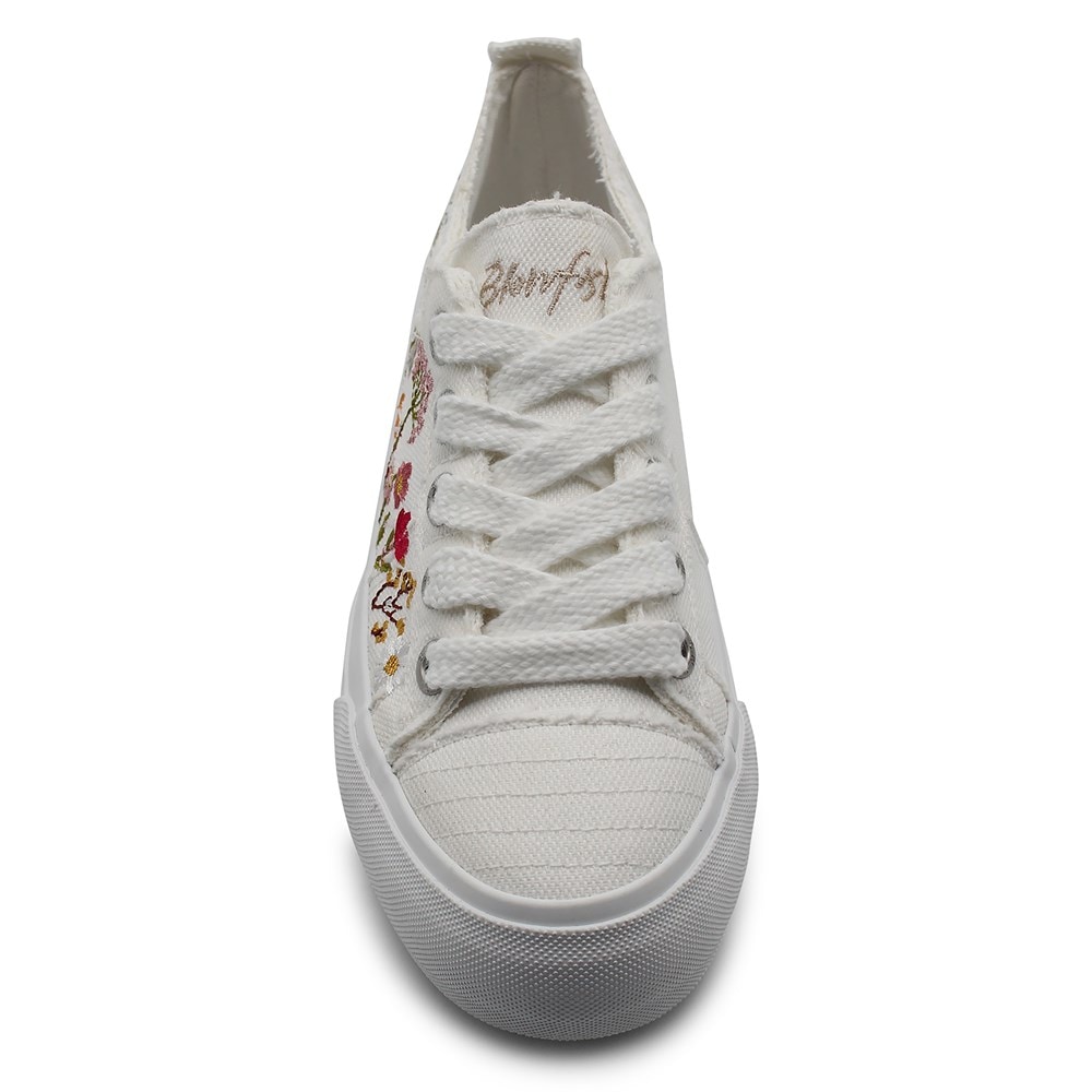 Blowfish Women\'s Sadie-Sun Platform Sneaker - White Embroidered Canvas