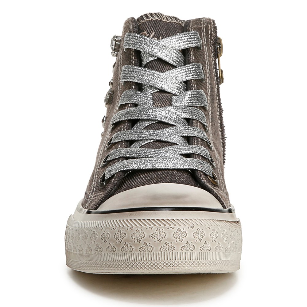 Blowfish Women\'s Kimber-Hi High Top Sneaker - Grey Acidwash Twill