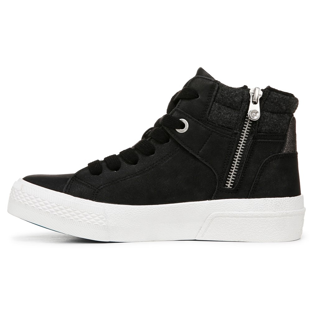 Blowfish Women\'s Waverly High Top Sneaker - Black Fabric/Faux Leather