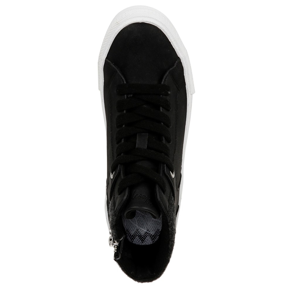 Blowfish Women\'s Waverly High Top Sneaker - Black Fabric/Faux Leather