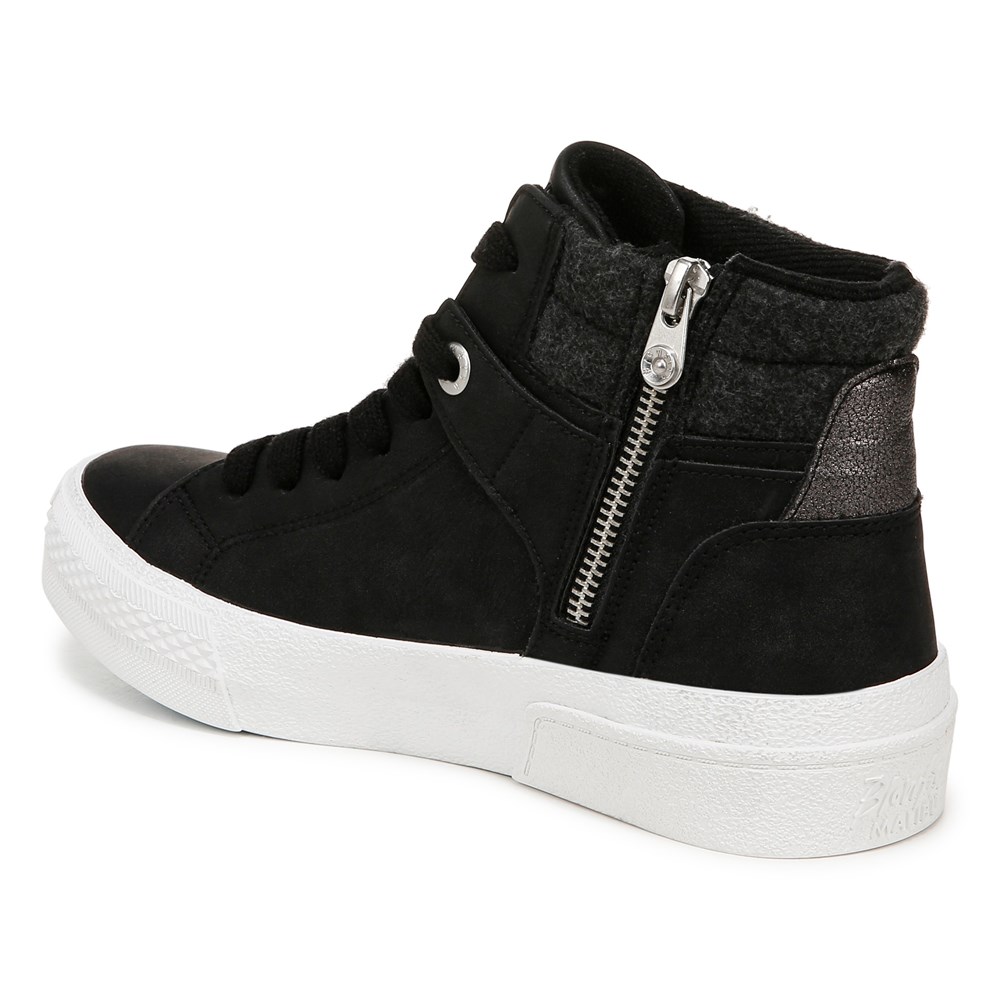 Blowfish Women\'s Waverly High Top Sneaker - Black Fabric/Faux Leather