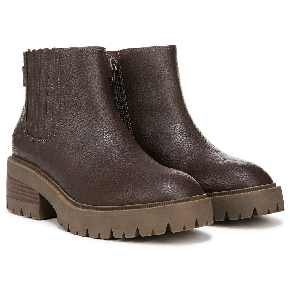 Blowfish Women's Joy Lug Sole Chelsea Bootie - Dark Brown Faux Leather