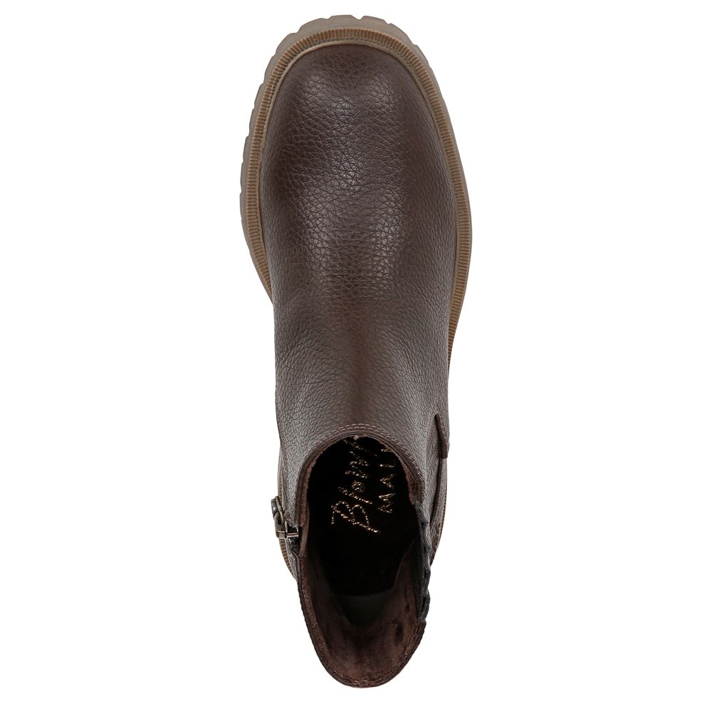 Blowfish Women\'s Joy Lug Sole Chelsea Bootie - Dark Brown Faux Leather