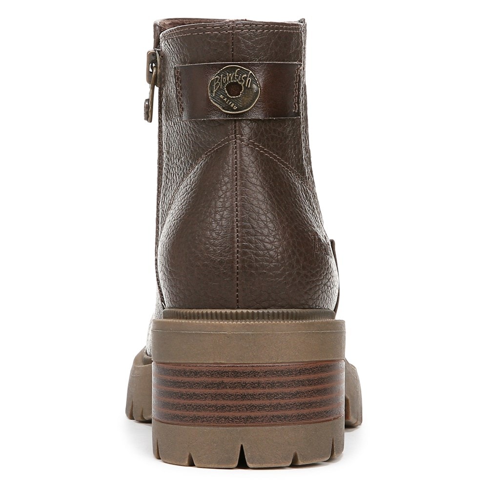 Blowfish Women\'s Joy Lug Sole Chelsea Bootie - Dark Brown Faux Leather