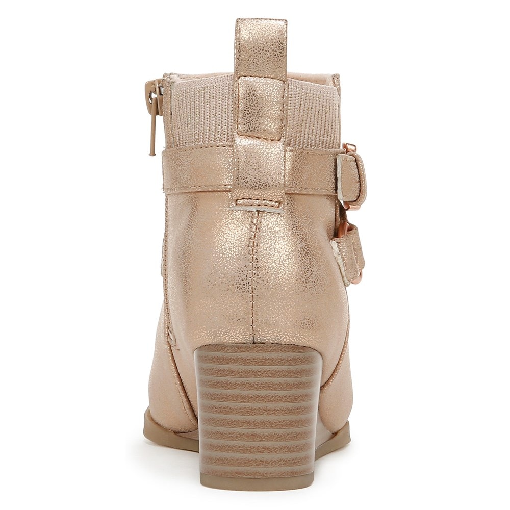 Blowfish Kids\' Posh-K Wedge Bootie Little/Big Kid - Rosegold Faux Leather/Knit
