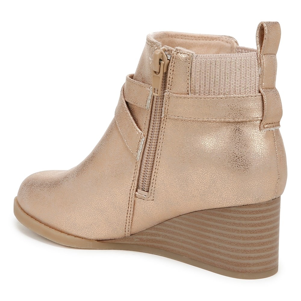 Blowfish Kids\' Posh-K Wedge Bootie Little/Big Kid - Rosegold Faux Leather/Knit