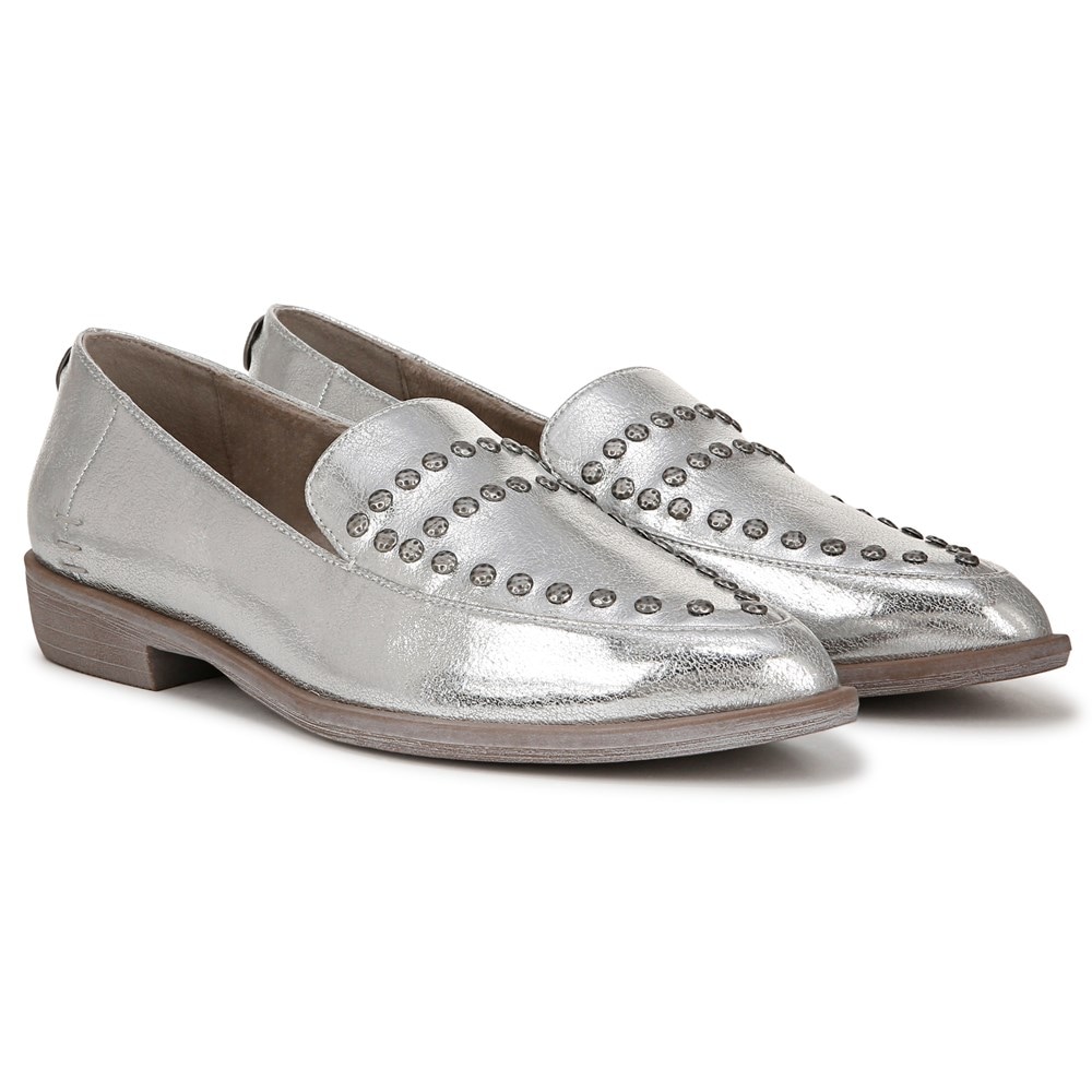 Blowfish Women's Harper Loafer Flat - Silver Metallic Faux Leather