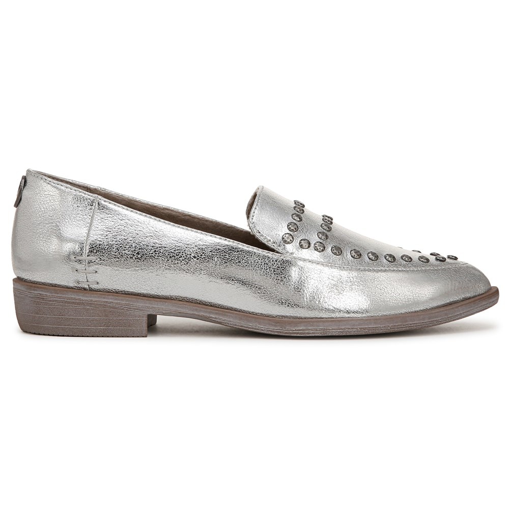 Blowfish Women\'s Harper Loafer Flat - Silver Metallic Faux Leather