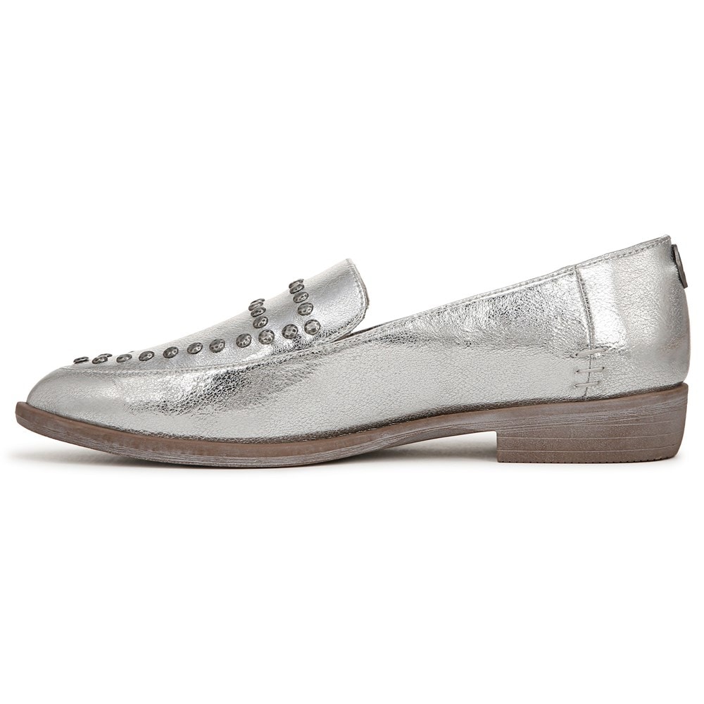 Blowfish Women\'s Harper Loafer Flat - Silver Metallic Faux Leather