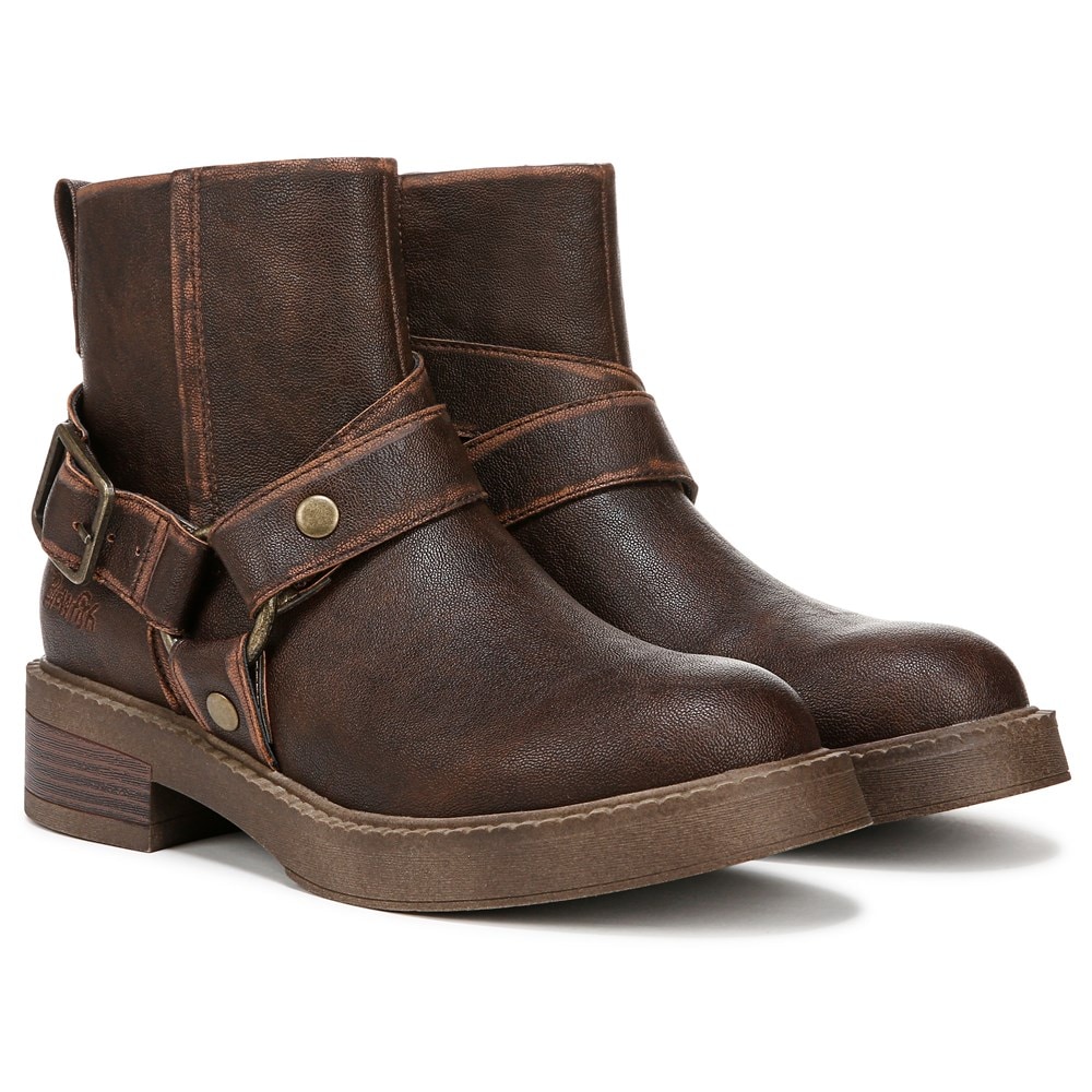 Blowfish Women's Vella Bootie - Brown Distressed Faux Leather