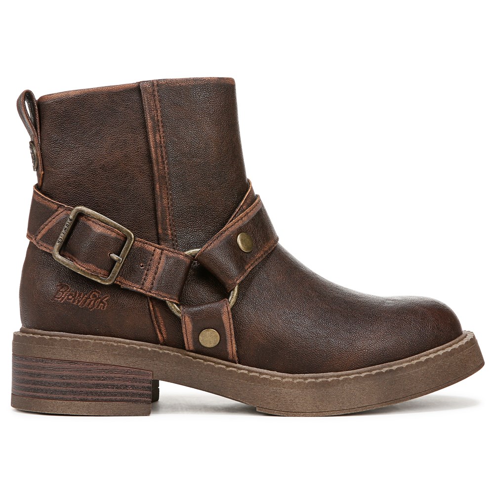 Blowfish Women\'s Vella Bootie - Brown Distressed Faux Leather