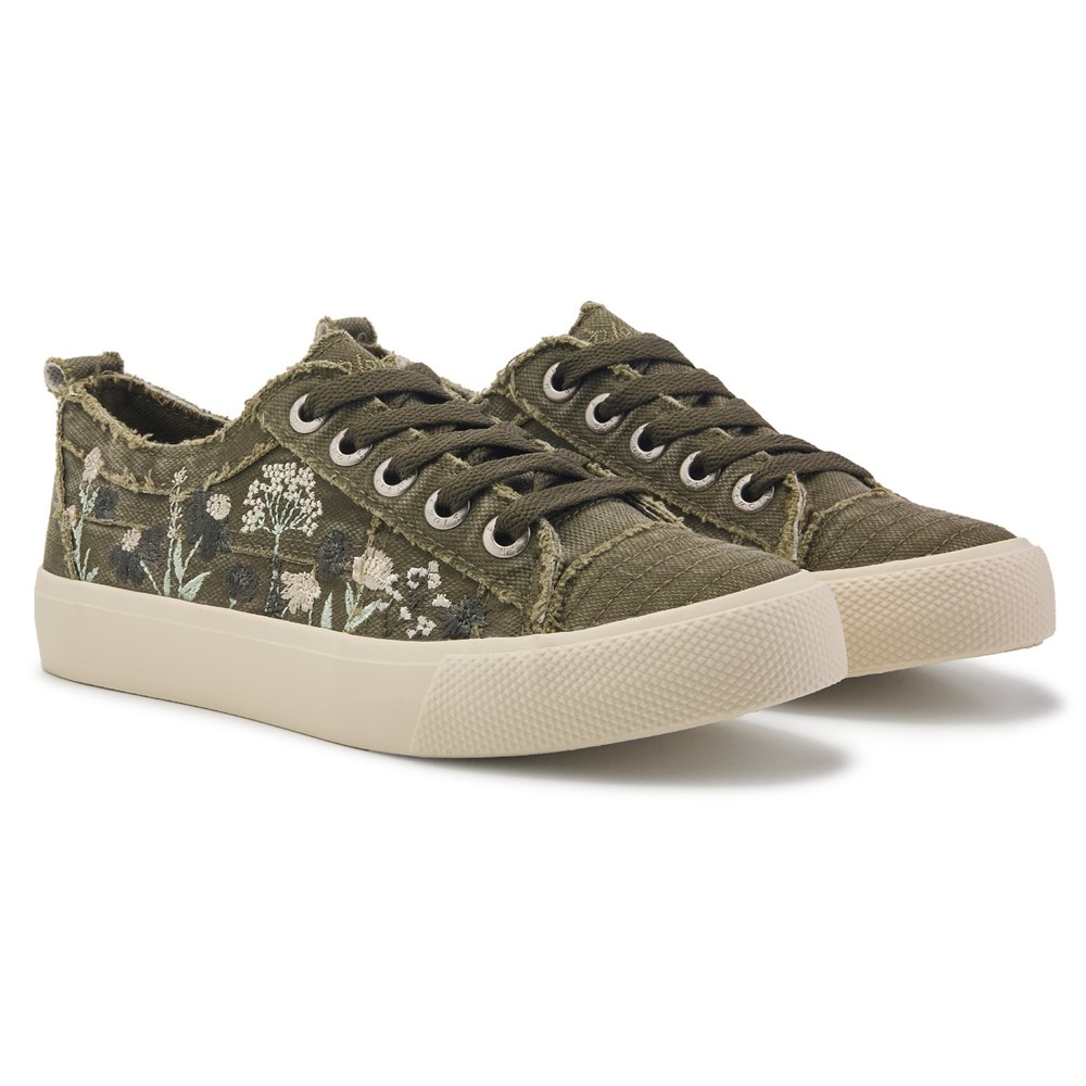 Blowfish Women's Vivid Lace Up Sneaker - Olive Flowers