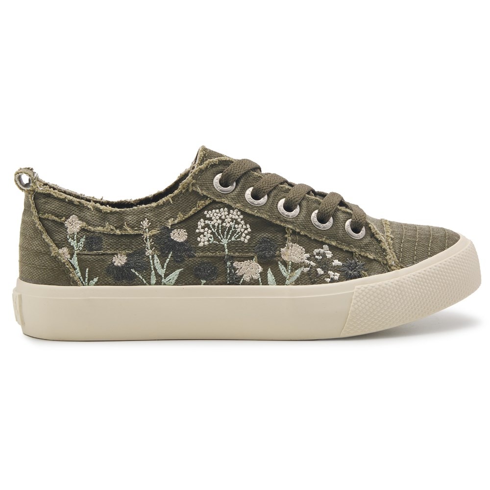 Blowfish Women\'s Vivid Lace Up Sneaker - Olive Flowers