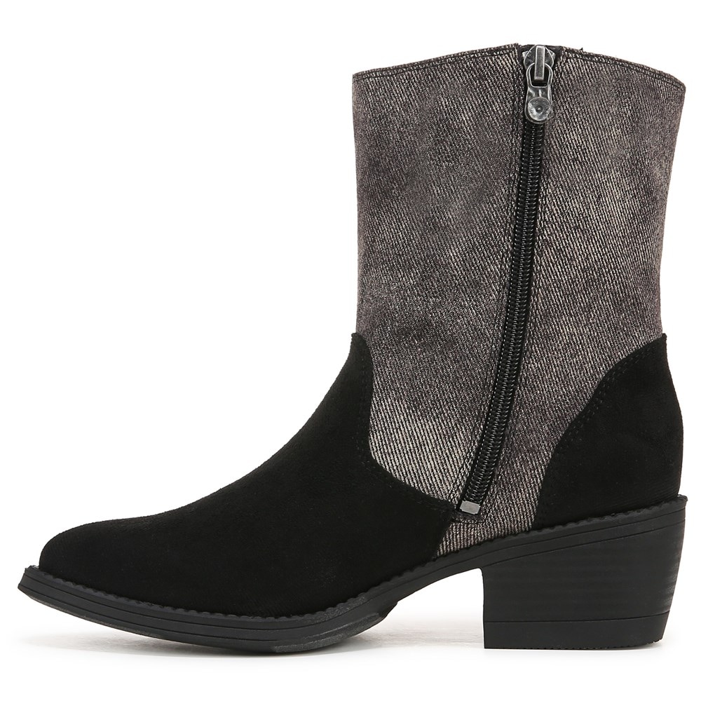 Blowfish Women\'s Rebel 2 Western Bootie - Black Microsuede/Denim