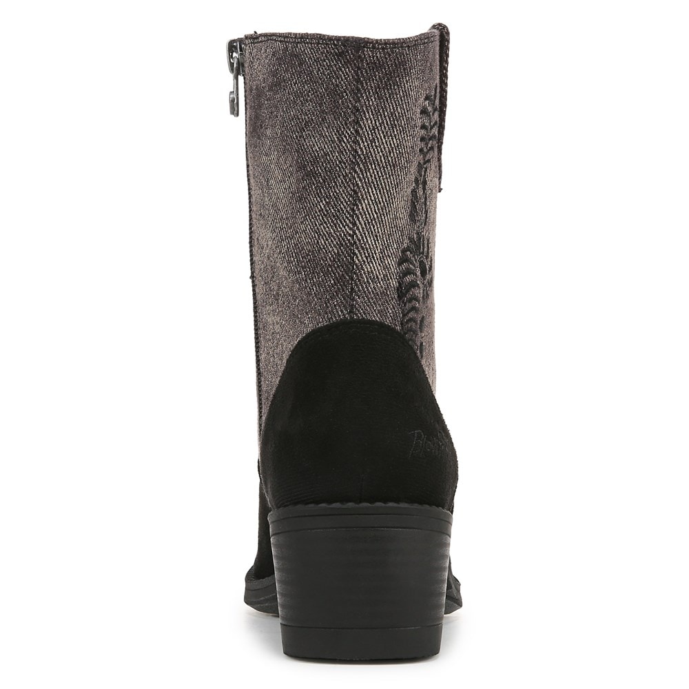 Blowfish Women\'s Rebel 2 Western Bootie - Black Microsuede/Denim