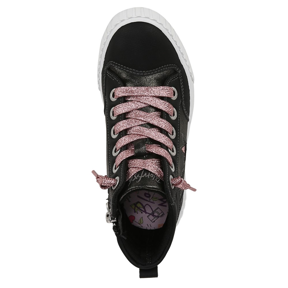 Blowfish Kids\' Wanderland-K High Top Sneaker Little/Big Kid - Black Faux Leather