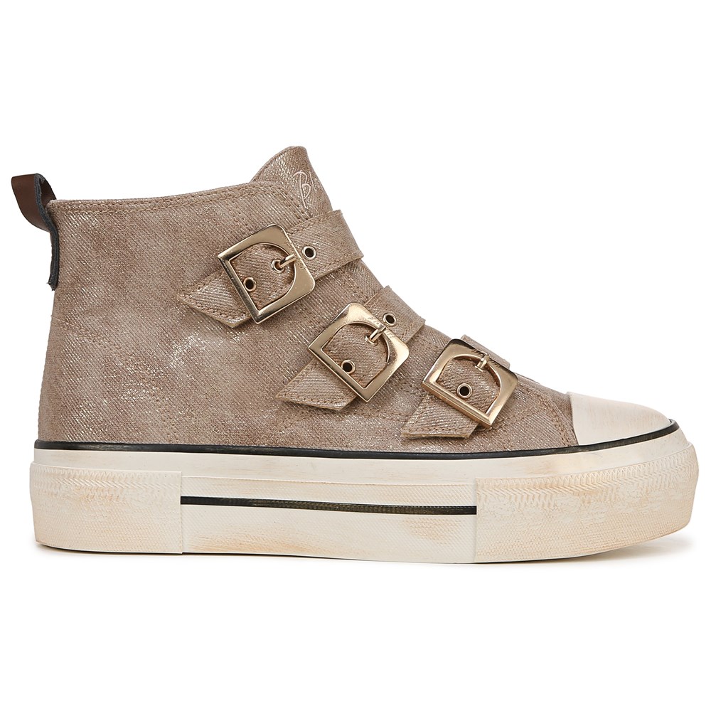 Blowfish Women\'s Knockout-B High Top Sneaker - Tan Shimmer Faux Leather