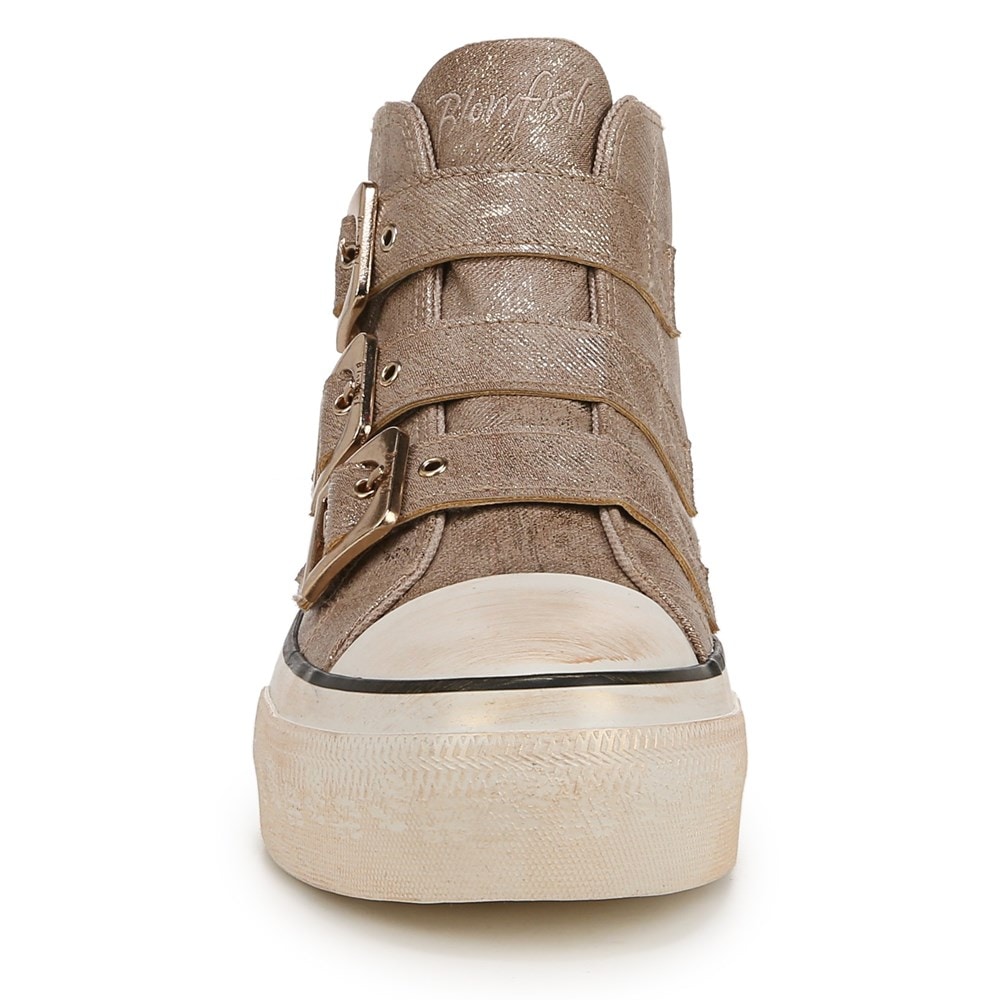 Blowfish Women\'s Knockout-B High Top Sneaker - Tan Shimmer Faux Leather