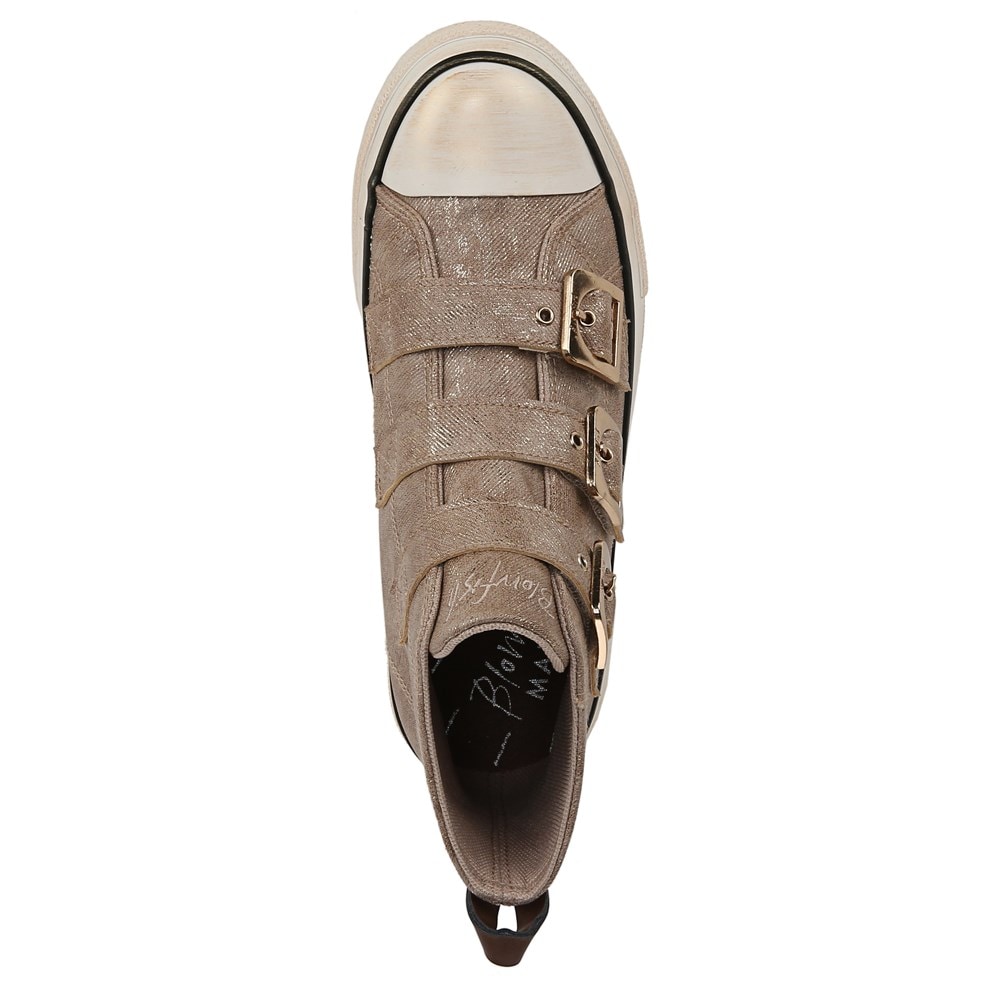 Blowfish Women\'s Knockout-B High Top Sneaker - Tan Shimmer Faux Leather