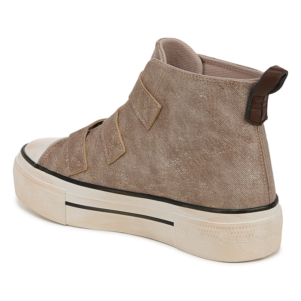 Blowfish Women\'s Knockout-B High Top Sneaker - Tan Shimmer Faux Leather