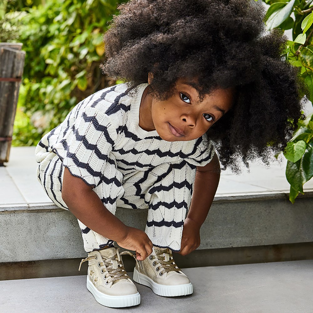 Blowfish Kids\' Wanderland Canvas High Top Sneaker Toddler/Little Kid - Cream/Gold