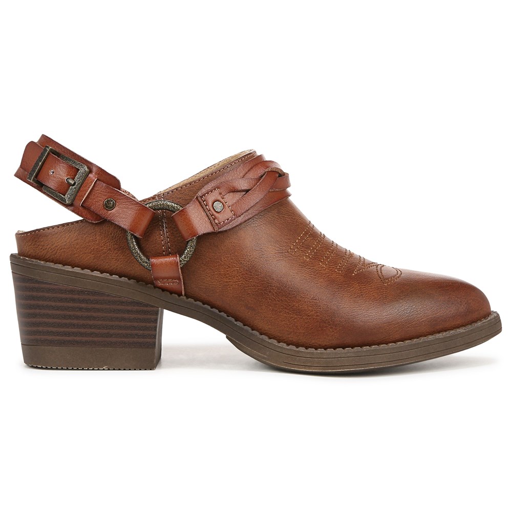 Blowfish Women\'s Robin Western Mule - Tan Faux Leather