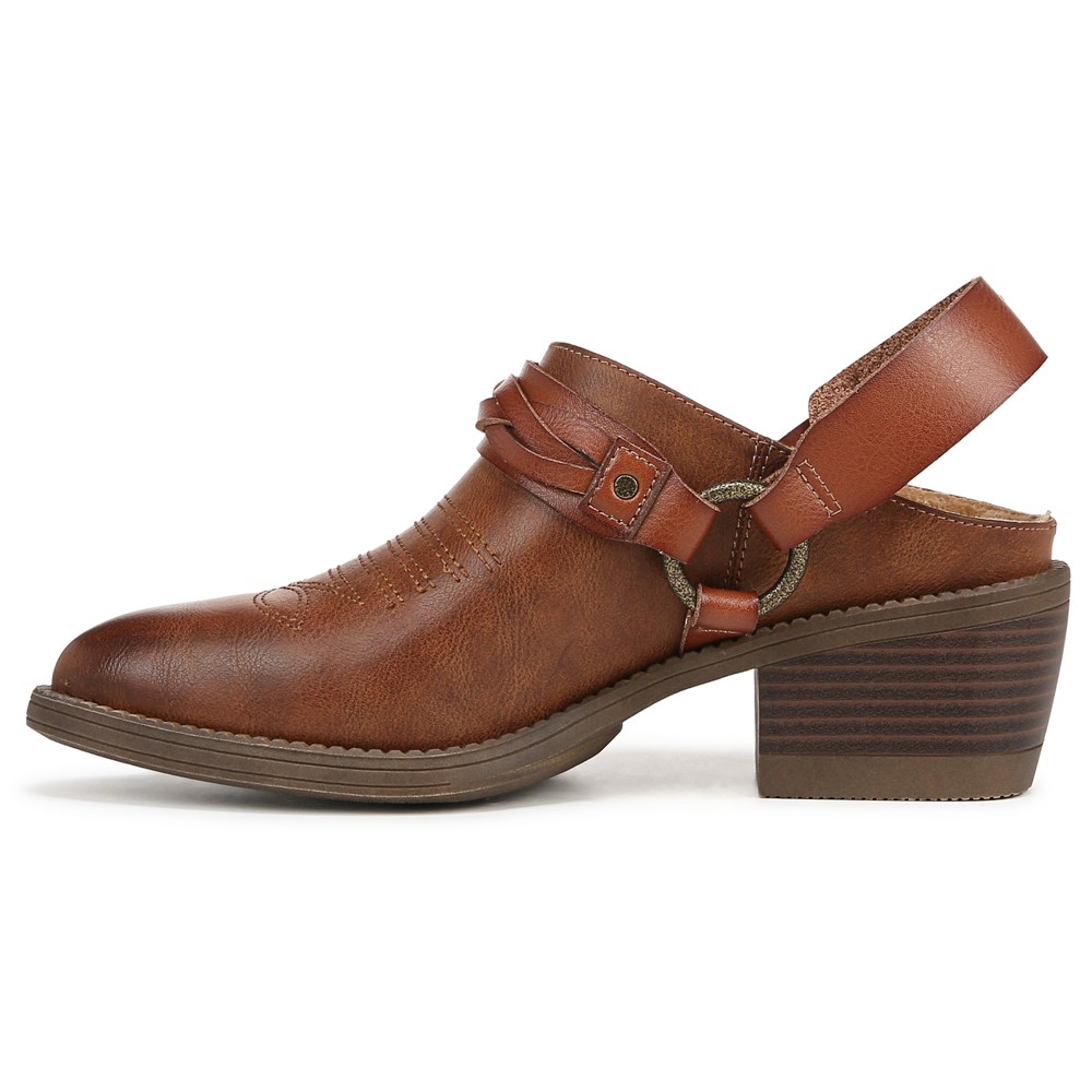 Blowfish Women\'s Robin Western Mule - Tan Faux Leather