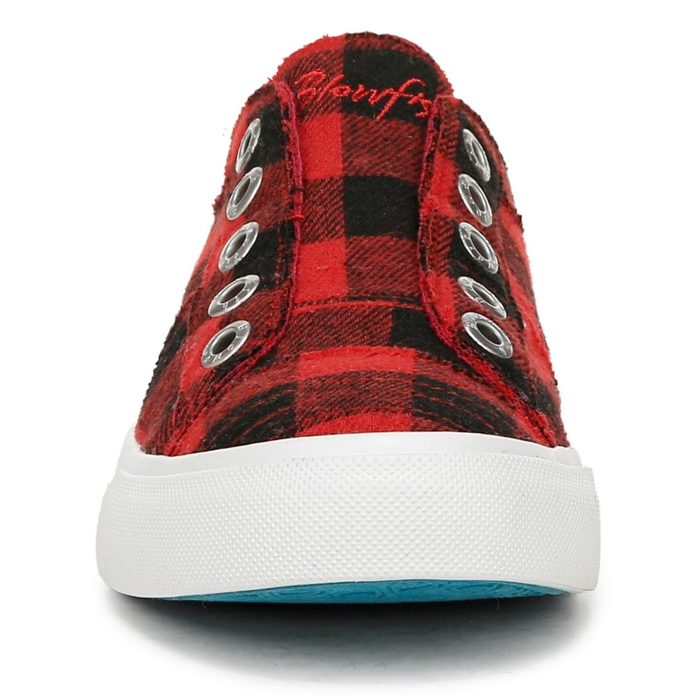 Blowfish Women\'s Play Slip On Sneaker - Red Plaid Fabric
