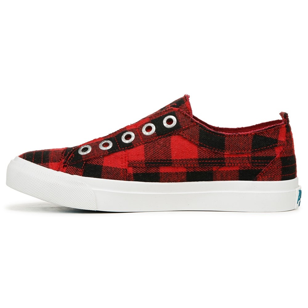 Blowfish Women\'s Play Slip On Sneaker - Red Plaid Fabric