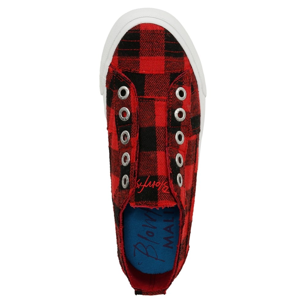 Blowfish Women\'s Play Slip On Sneaker - Red Plaid Fabric