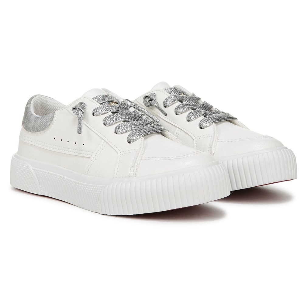 Blowfish Kids' Cambria-K Slip On Sneaker Little/Big Kid - White/Silver Faux Leather