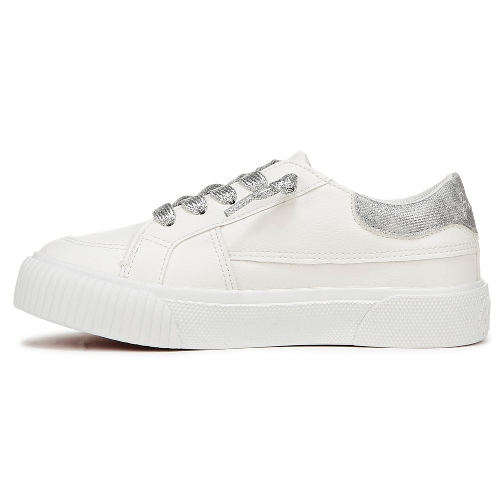 Blowfish Kids\' Cambria-K Slip On Sneaker Little/Big Kid - White/Silver Faux Leather