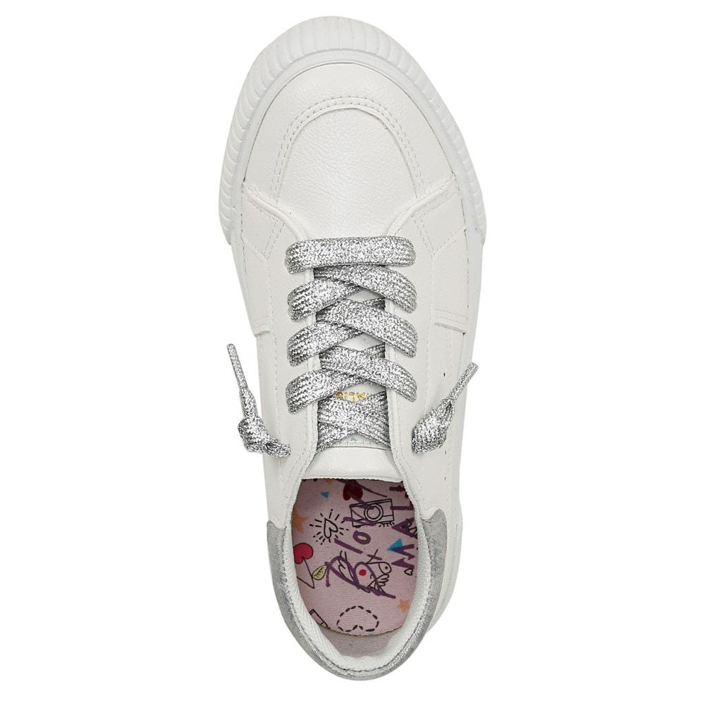 Blowfish Kids\' Cambria-K Slip On Sneaker Little/Big Kid - White/Silver Faux Leather