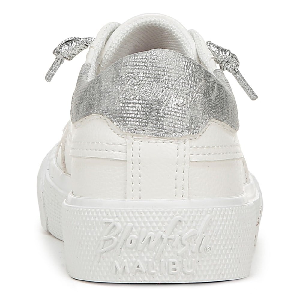 Blowfish Kids\' Cambria-K Slip On Sneaker Little/Big Kid - White/Silver Faux Leather