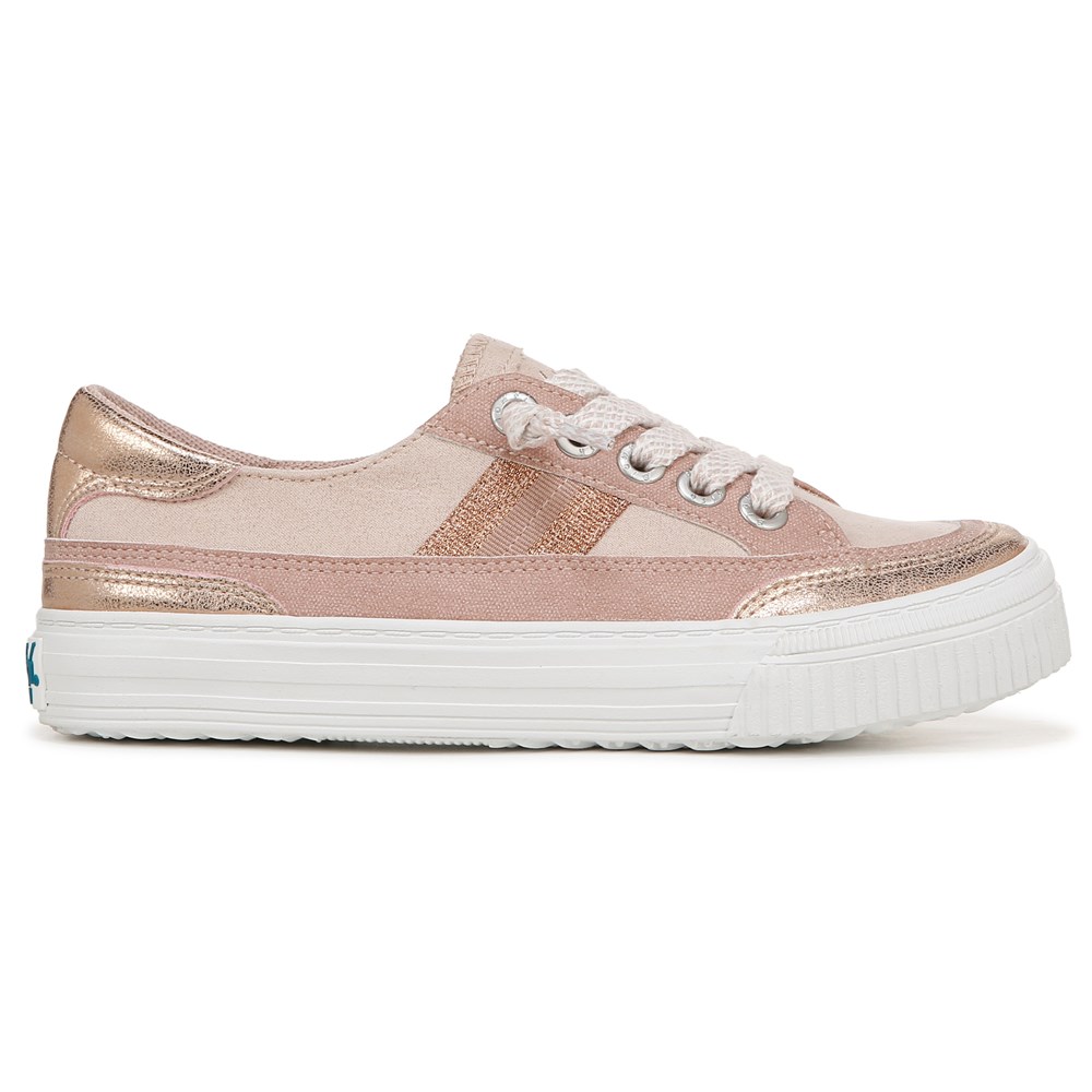 Blowfish Women\'s Alex Slip On Sneaker - Rose Gold Fabric/Faux Leather