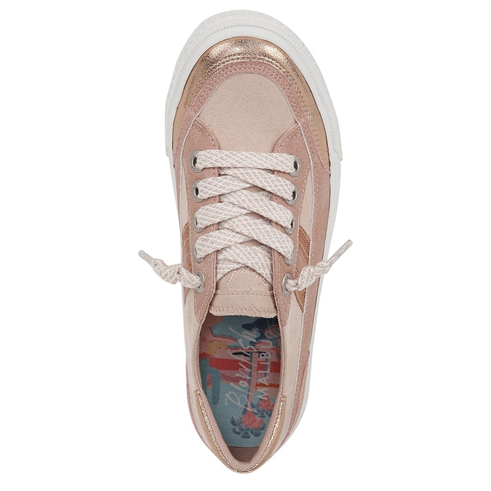 Blowfish Women\'s Alex Slip On Sneaker - Rose Gold Fabric/Faux Leather