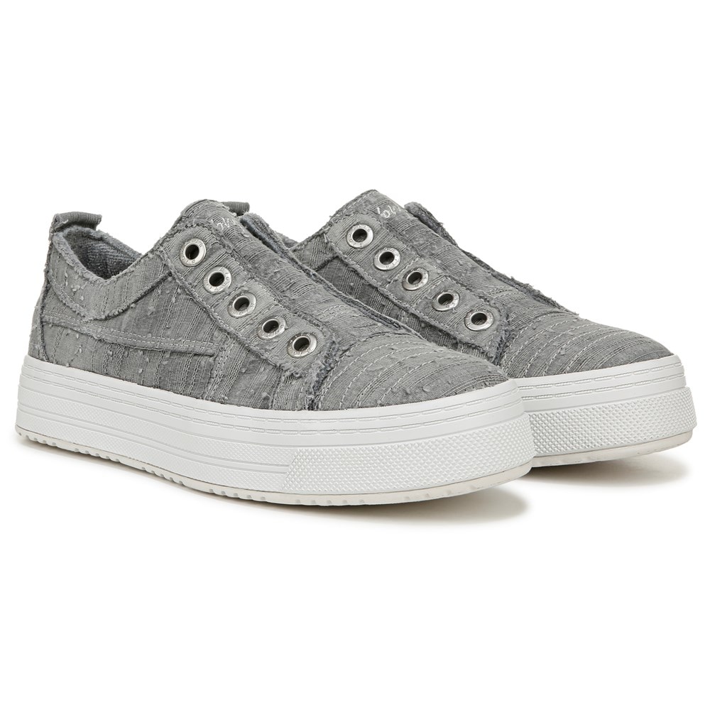Blowfish Women's Super Play Slip On Sneaker - Raindrop Grey Washed Linen