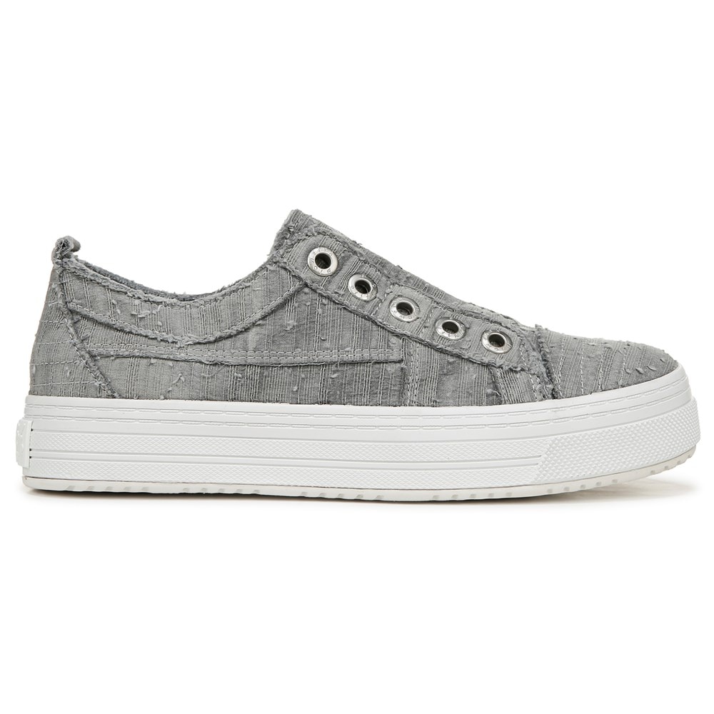 Blowfish Women\'s Super Play Slip On Sneaker - Raindrop Grey Washed Linen