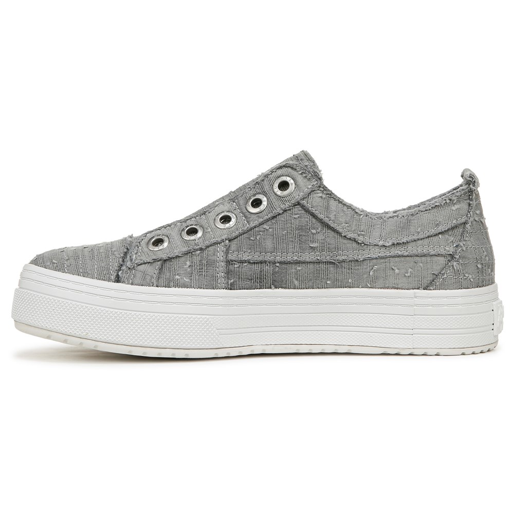 Blowfish Women\'s Super Play Slip On Sneaker - Raindrop Grey Washed Linen