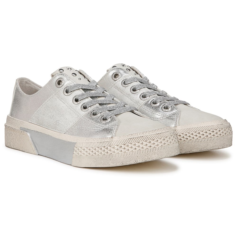 Blowfish Women's Walk On Lace Up Sneaker - Silver Sueded Faux Leather