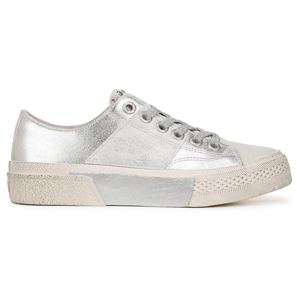 Blowfish Women\'s Walk On Lace Up Sneaker - Silver Sueded Faux Leather