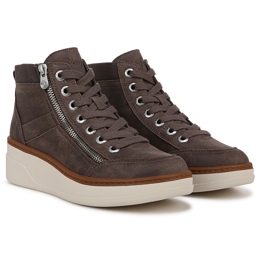 Blowfish Women's Camden Wedge Sneaker Boot - Grey Microsuede