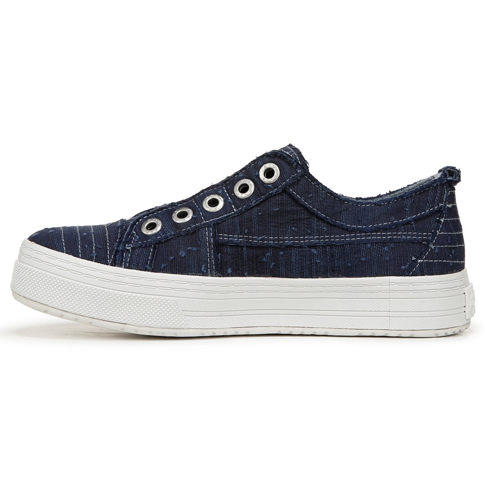 Blowfish Women\'s Super Play Slip On Sneaker - Indigo Washed Linen